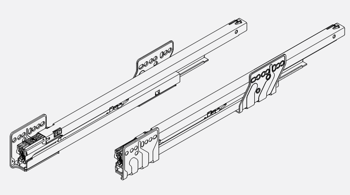 GRASS -  Guida Per Cassetto NOVA PRO SOFT-CLOSE su cuscinetti ad estrazione totale - lun. 500 - portata (kg) 40